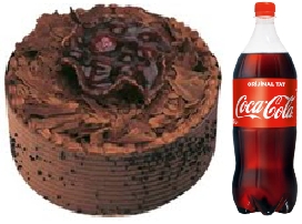 4 ile 6 Ki�ilik �ikolatal� ya� pasta 1 litre cola